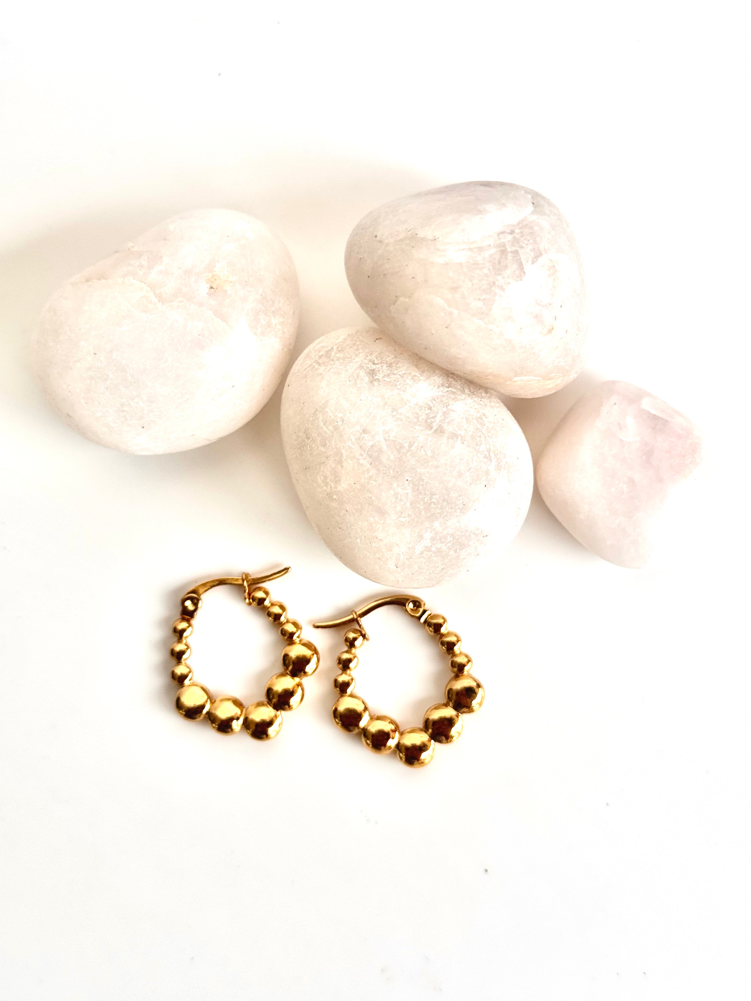 Gold Bead Hoops