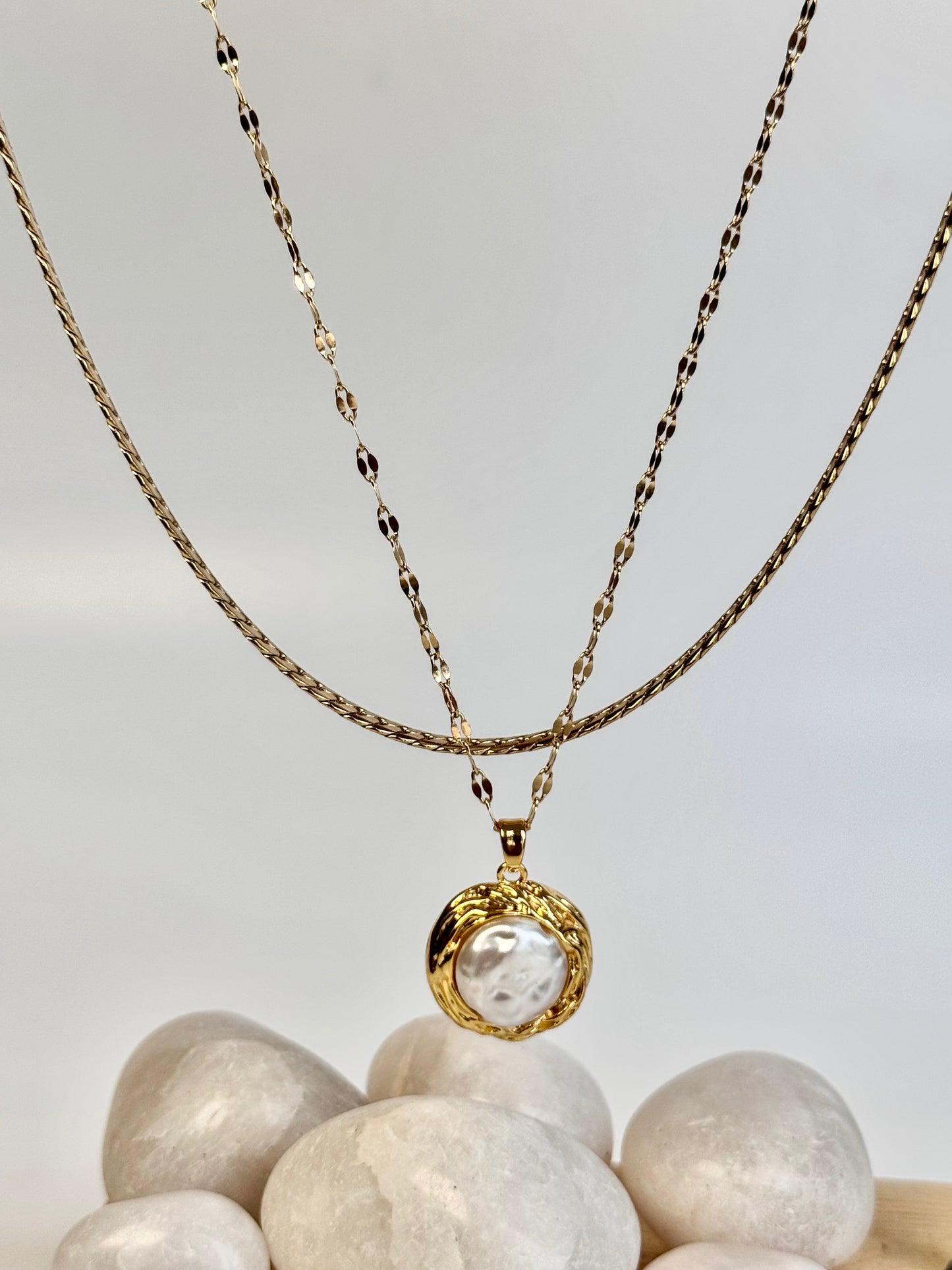 Aurora Glow Dual chain Pendant Necklace